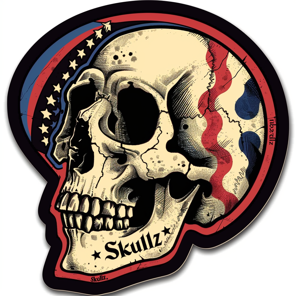 Patriotic skull sticker